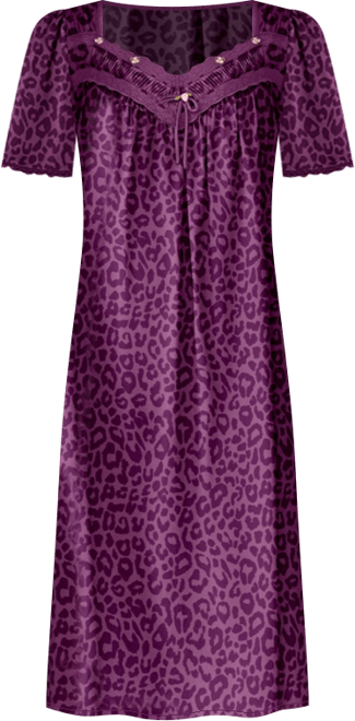 Plus Size Short Silky Lace-Trim Gown