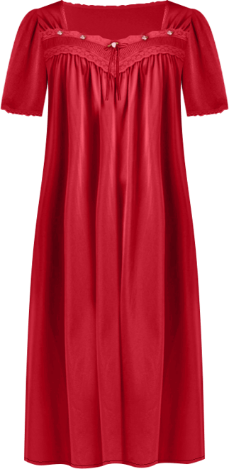 Plus Size Short Silky Lace-Trim Gown