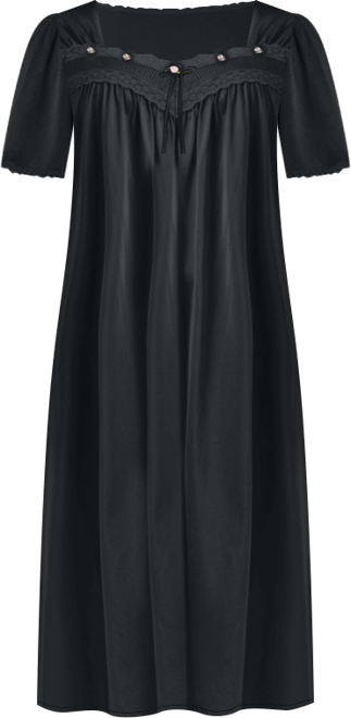 Plus Size Short Silky Lace-Trim Gown