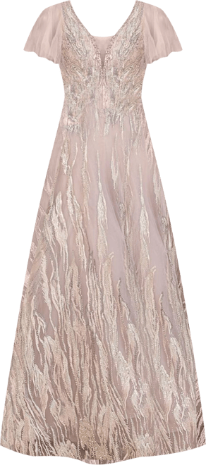 Women's Cape Sleeve V-Neck Gown