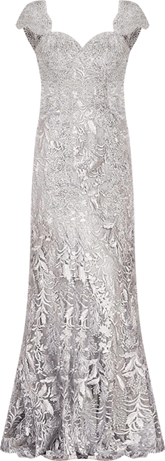 Women's Long Bell Sleeve V-Neck Beaded Gown