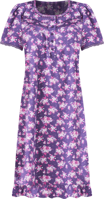 Women's Short Floral Print Cotton Gown
