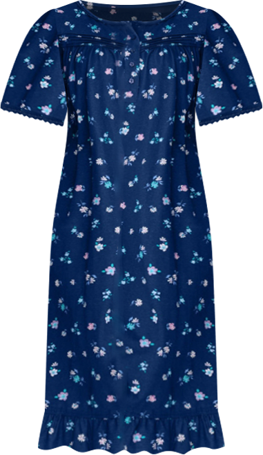 Women's Short Floral Print Cotton Gown