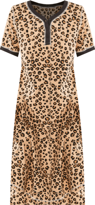 Women's Plus Size Short Henley Sleepshirt