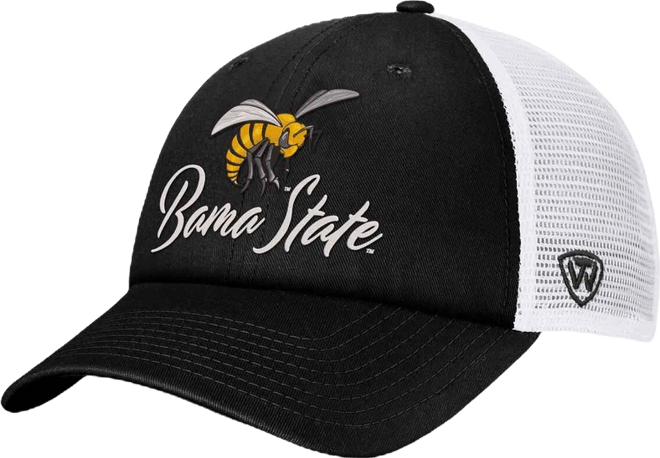 Women's Black/White Alabama State Hornets Charm Trucker Adjustable Hat