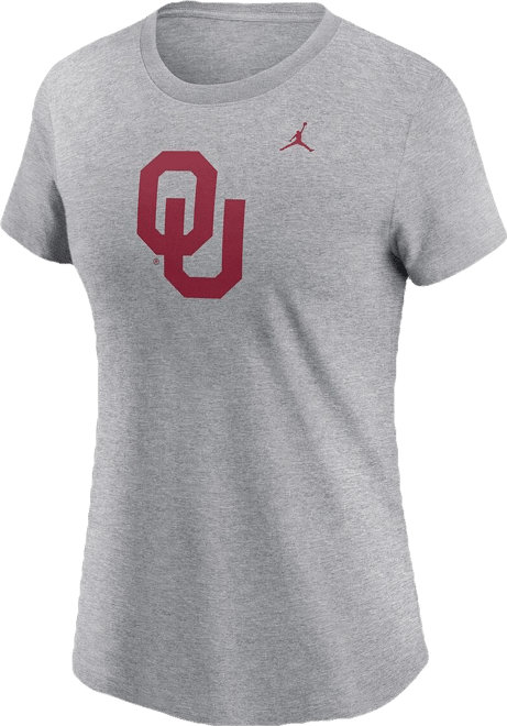 Women's Heather Gray Oklahoma Sooners Primetime Evergreen Logo T-Shirt