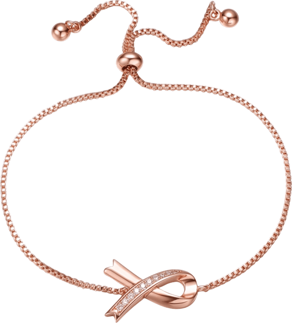 Sterling Silver 18K Rose Gold Plated with Clear Cubic Zirconia Loop Bracelet