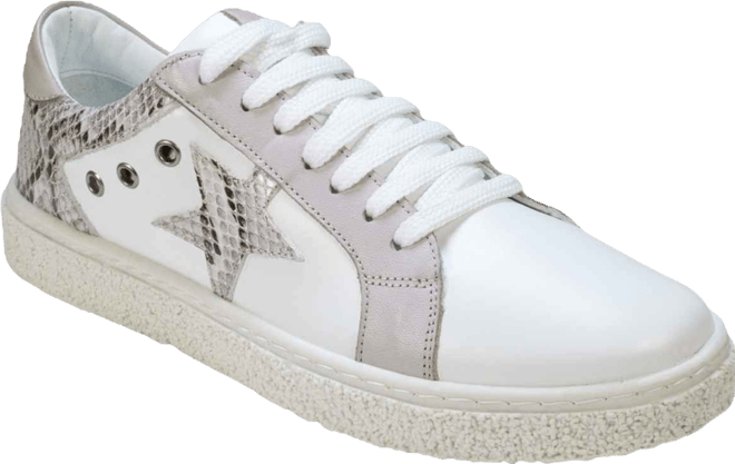 Women's Charlee Snakeskin Two-Tone Star Motif Lace Up Sneakers