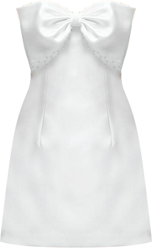 Women's Oversized Bow Strapless Little White Mini Dress with Pearl Accents