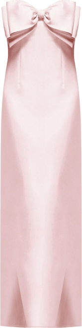 Women's Strapless Satin Column Maxi Dress with Oversized Handcrafted Bow