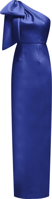 Women's Oversized Bow One-Shoulder Satin Column Maxi Dress