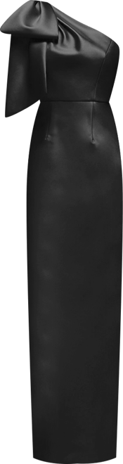 Women's Oversized Bow One-Shoulder Satin Column Maxi Dress