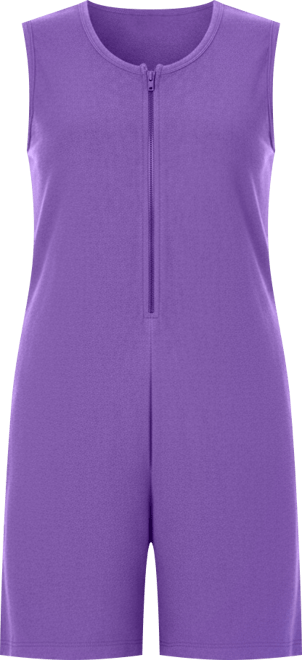 Women's Zip-Front Terry Romper