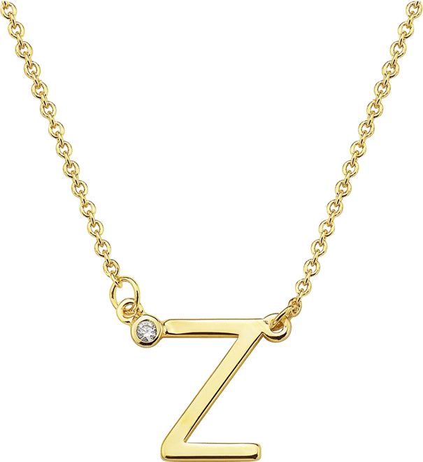 Stylish 14K Gold Plated Cubic Zirconia Initial Necklace.