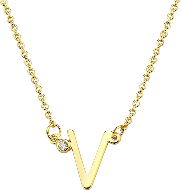 Stylish 14K Gold Plated Cubic Zirconia Initial Necklace.