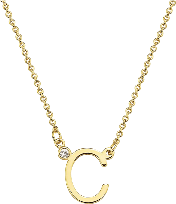 Stylish 14K Gold Plated Cubic Zirconia Initial Necklace.