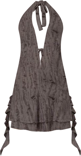 Women's Shredded backless halter mini dress