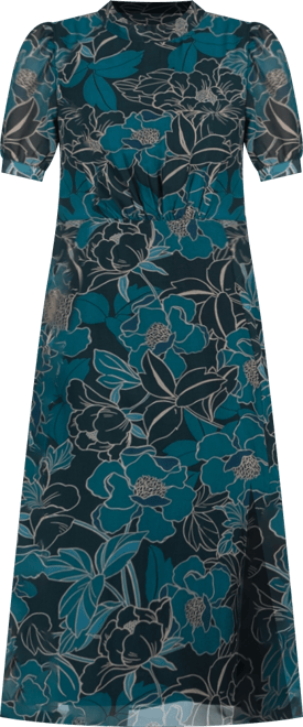 julia jordon Women's Printed Mock-Neck Short-Sleeve Dress