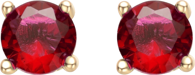 Adorable 14K Gold Plated Red Cubic Zirconia Stud Earrings for Teens