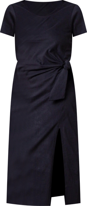 Women's Organic Short Sleeve Knit Tie Midi Dress