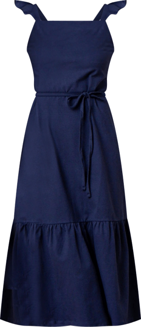 Women's Organic Flutter Sleeve Knit Flounce Hem Midi Dress