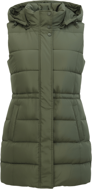 Women's Puffer Vest With Drawstring Waist