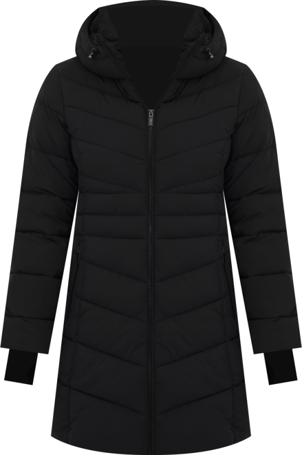 Women's 3/4 Hooded Stretch Puffer Coat