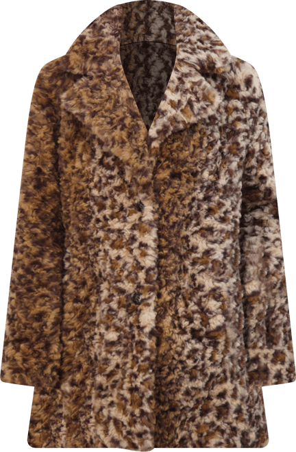 Women's Crushed Faux Fur Button Front Coat