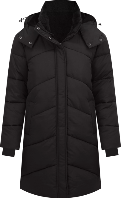 Women's 3/4 Cozy Lined Hooded Puffer Coat
