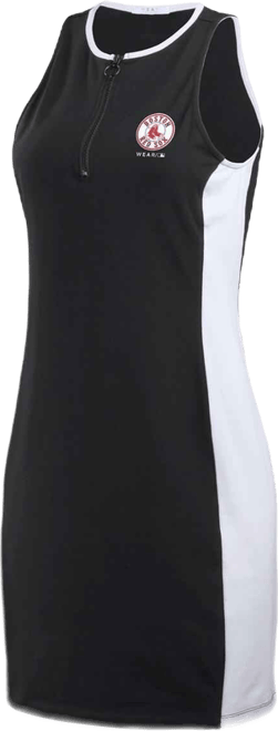 Women's Black Boston Red Sox Colorblock Quarter-Zip Sleeveless Dress