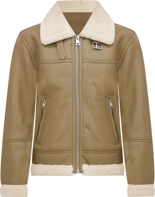 Women's Zip Front Faux Leather Shearling Jacket