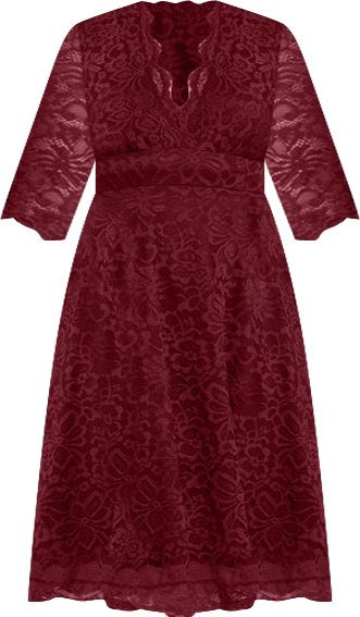 Plus Size Mademoiselle Lace Cocktail Dress with Sleeves