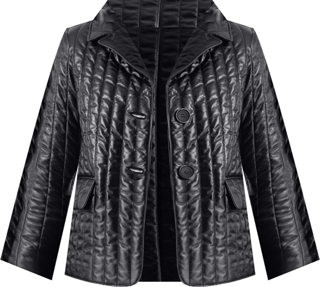 Women's Leather Blazer, Black