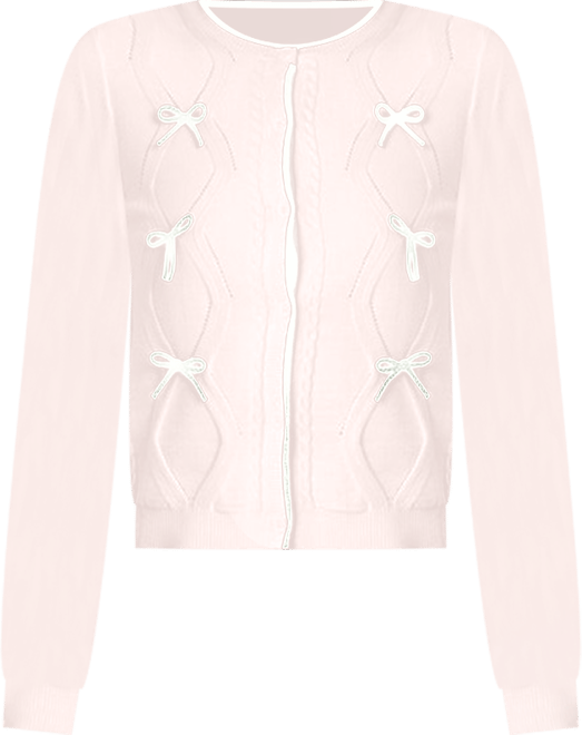 Women's Contrast Bow Knit Cardigan