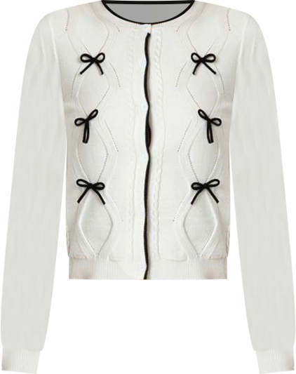Women's Contrast Bow Knit Cardigan