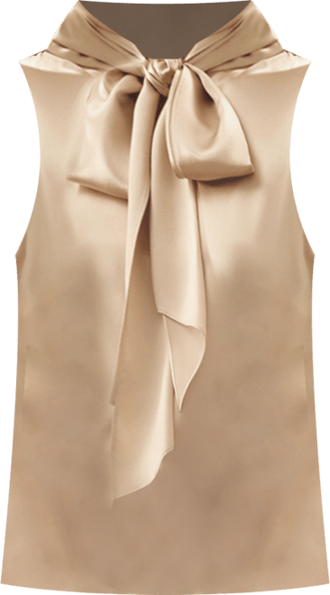 Women's Sleeveless Tie-Neck Silk Blouse