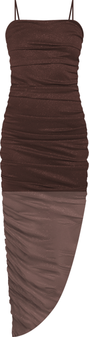 Juniors' Glitter Bodycon Asymmetrical-Hem Dress