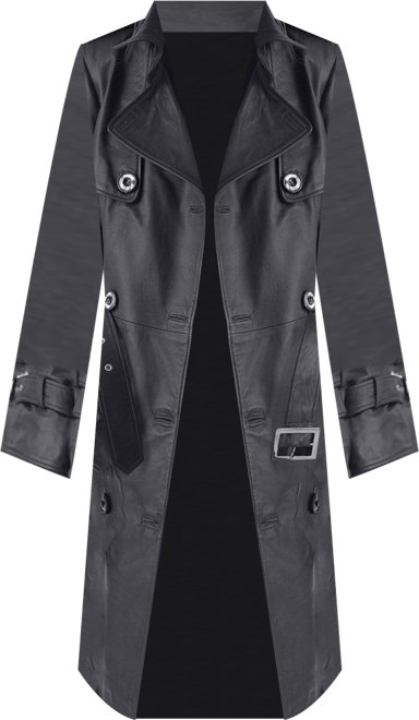 Women's Genuine Leather Trench Coat, Black