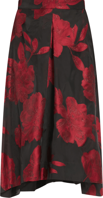 Plus Size Pleated Floral-Print Organza Skirt