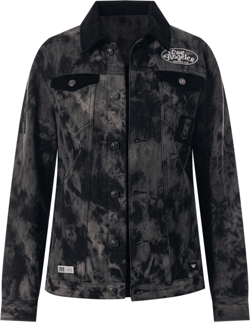 Women's Black Lafc Tie-Dye Button-Up Denim Jacket