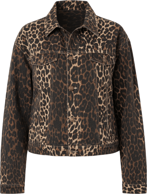 Women's Leopard Print Denim Jacket