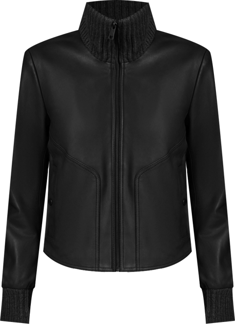 Women's Beatrix Rib-Knit Trimmed Leather Jacket