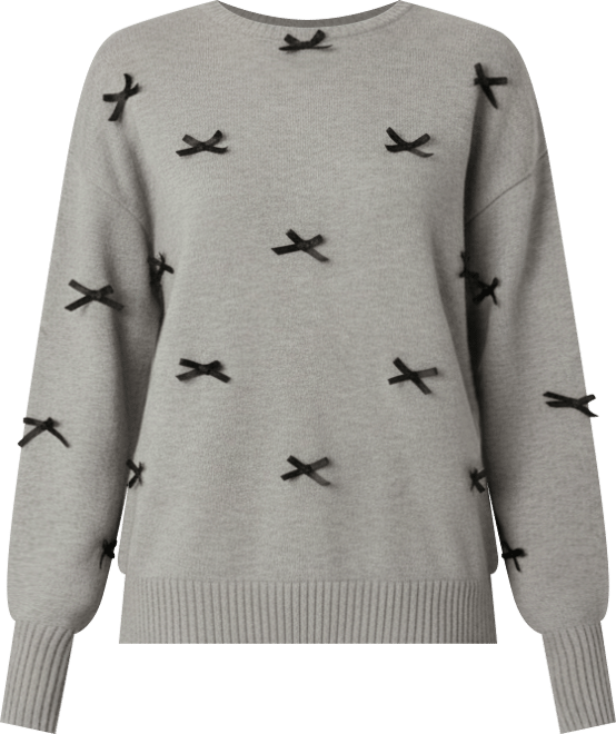 Womens Satin Bow Oversized Sweater