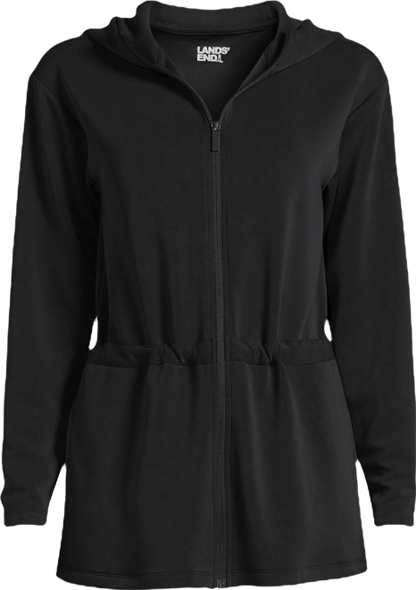 Lands' End Women's Cupro Long Sleeve Full Zip Tunic Hoodie - Macy's