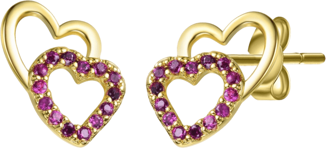 14k Gold Plated Colored Cubic Zirconia Stud Earrings