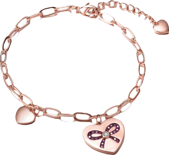 GiGiGirl 18K Rose Gold Plated with Heart Charms Adjustable Bracelet