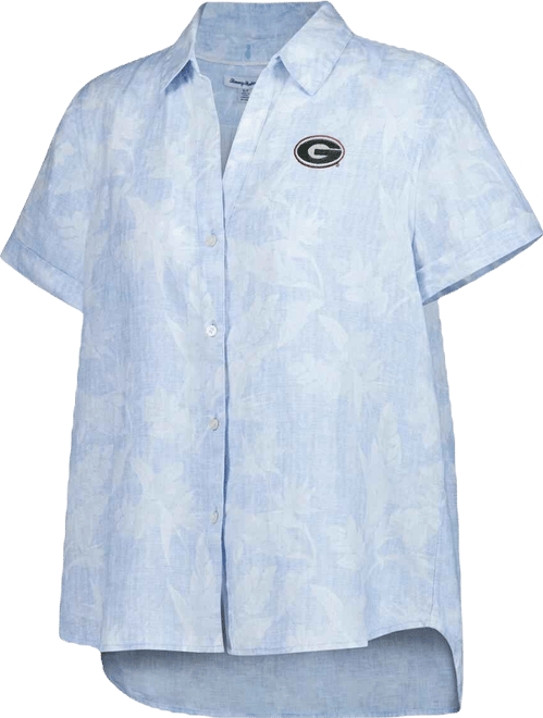 Men's and Women's Light Blue Georgia Bulldogs Legacy Leaves Camp Button-Up Shirt