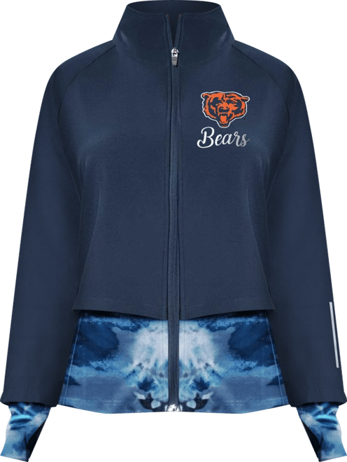 Women's Navy Chicago Bears Grace Raglan Full-Zip Running Jacket