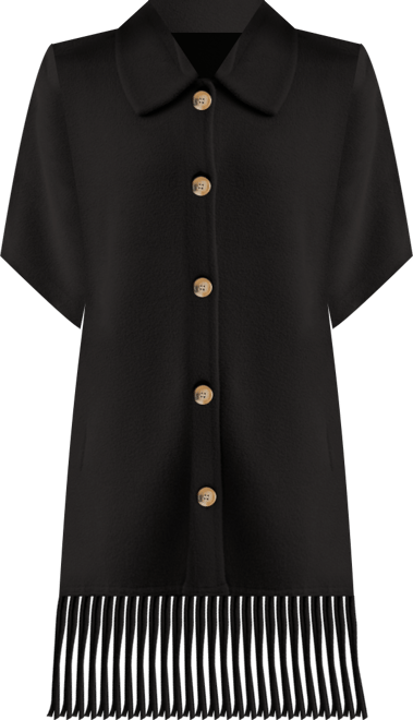 Women's Mink Eyelash Fringe Hem Cape