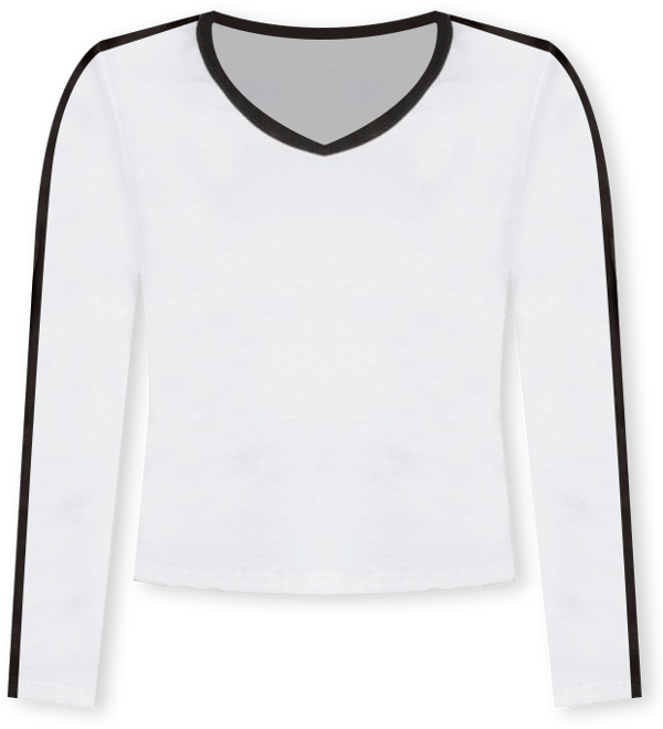 Womens Contrast V Neck Long Sleeve T Shirt